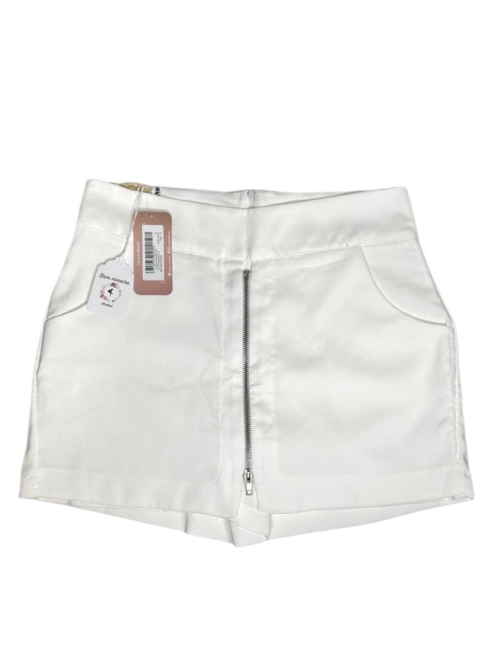 Women's Shorts High Waist Mini Zip Skort Skirt Cream Ivory Size Medium NEW